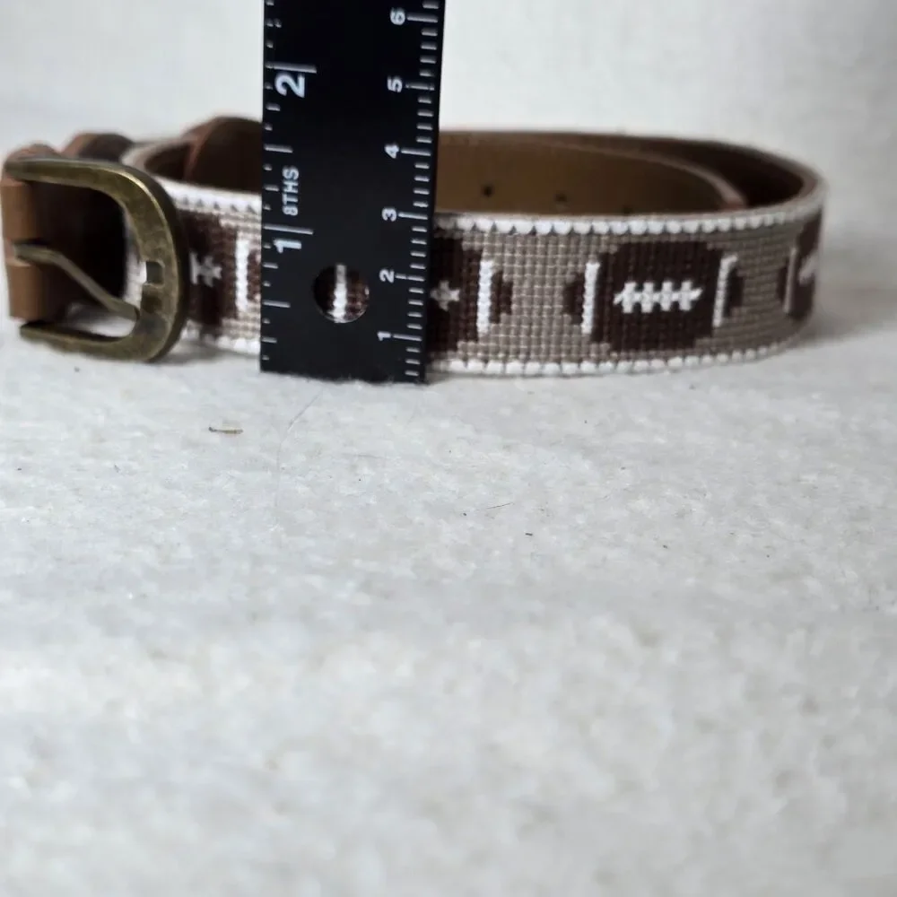 Youth Brown Kids Size Embroidered Football Belt